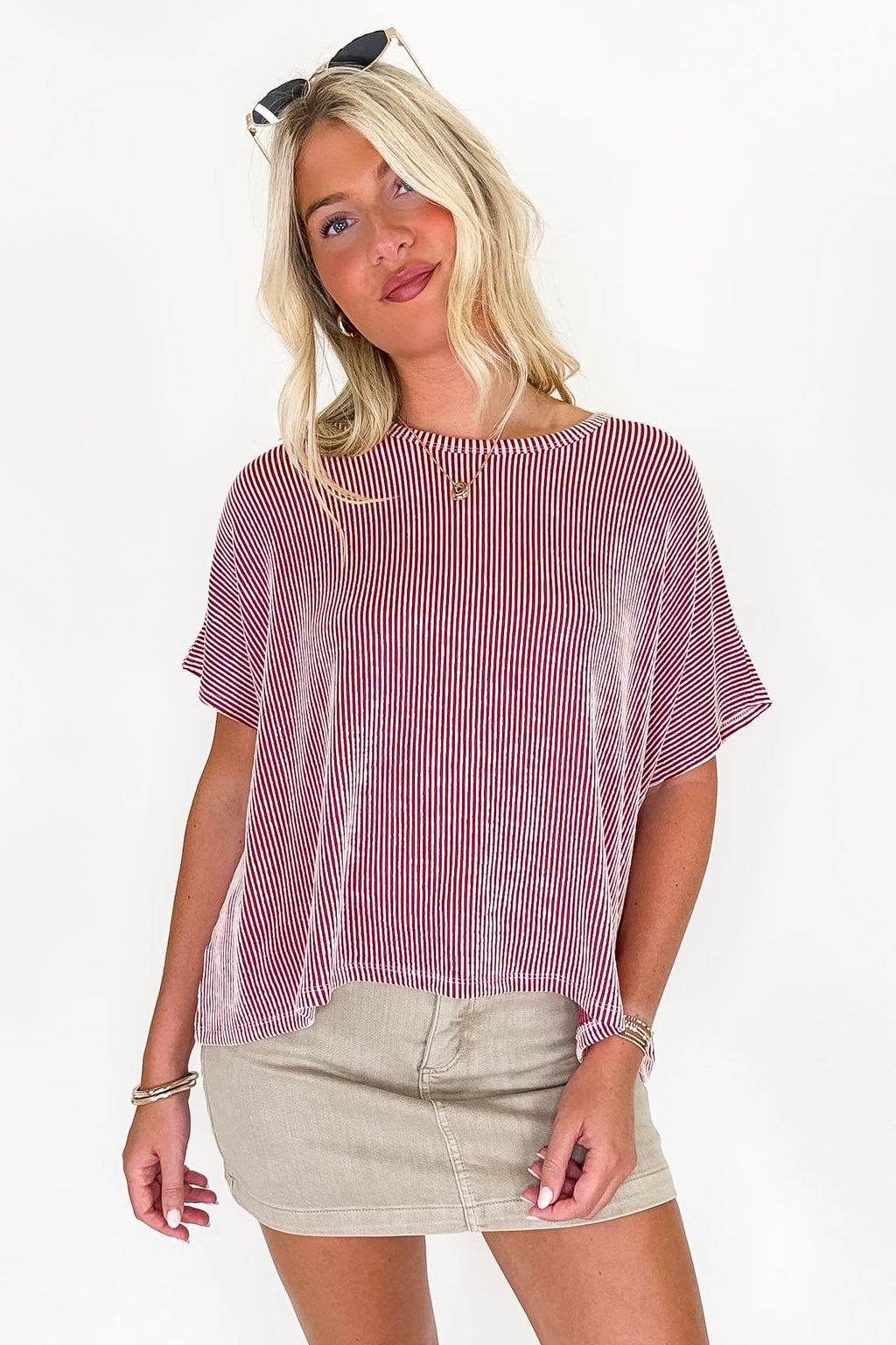 Beatryx Two Tone Rib Knit Oversized Top