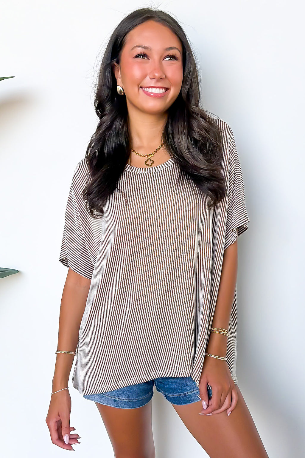 Beatryx Two Tone Rib Knit Oversized Top - BACK IN STOCK