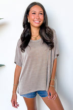 Beatryx Two Tone Rib Knit Oversized Top - BACK IN STOCK