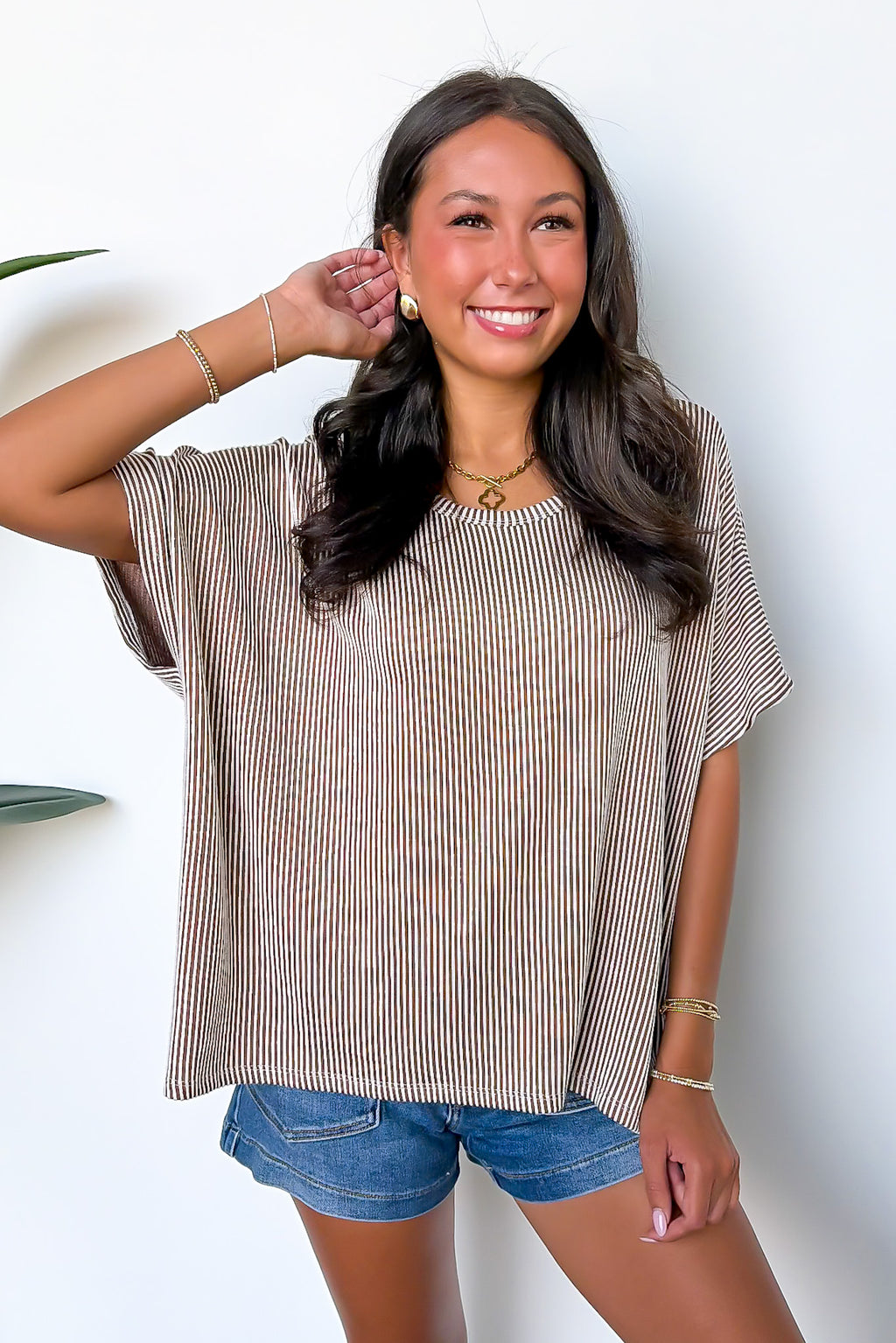 Beatryx Two-Tone Rib Knit Oversized Top