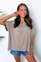 Beatryx Two-Tone Rib Knit Oversized Top