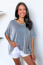 Beatryx Two Tone Rib Knit Oversized Top - BACK IN STOCK