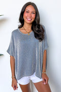 Beatryx Two Tone Rib Knit Oversized Top - BACK IN STOCK