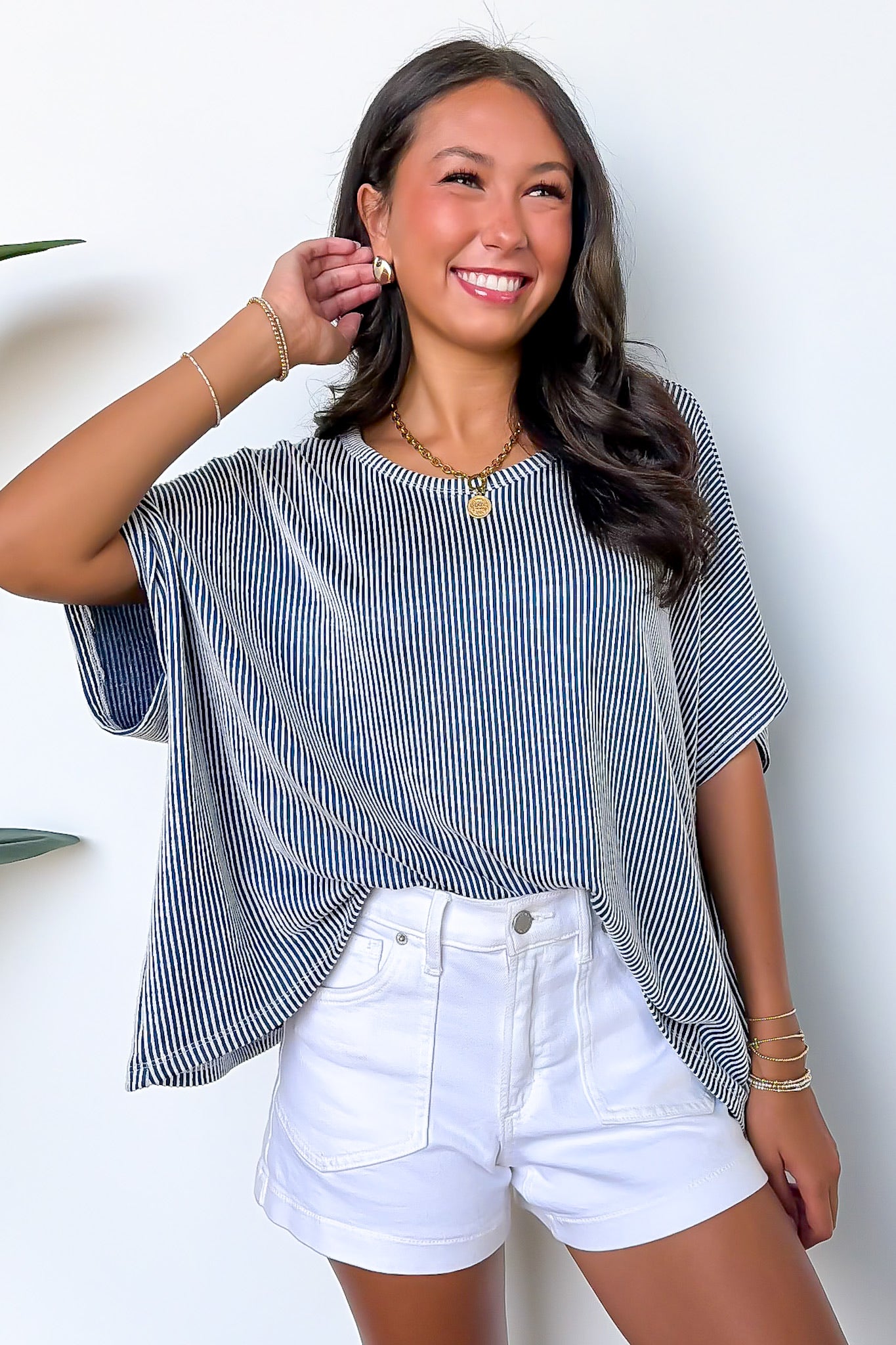Beatryx Two Tone Rib Knit Oversized Top - BACK IN STOCK