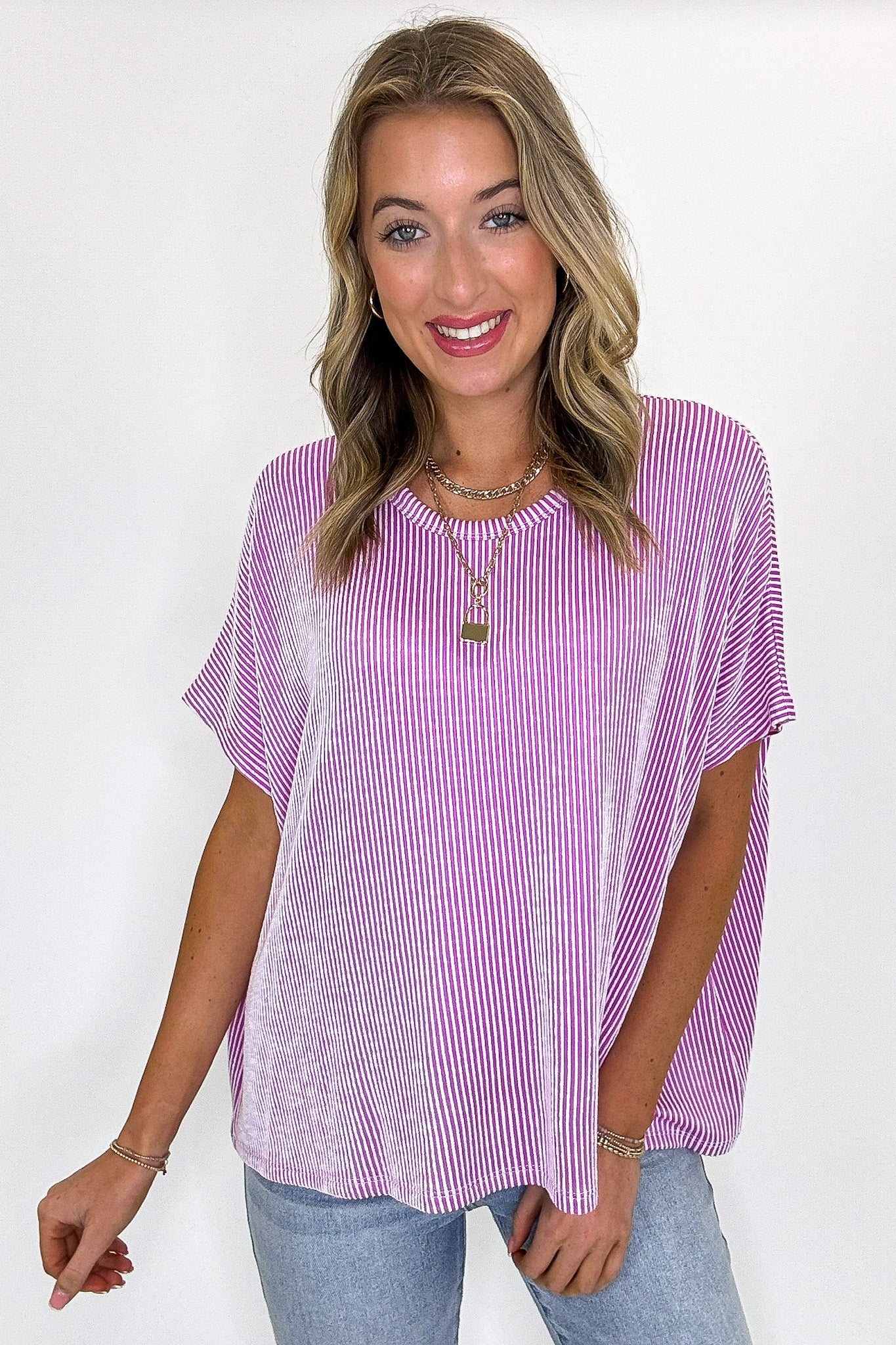 Beatryx Two Tone Rib Knit Oversized Top - BACK IN STOCK - Madison and Mallory