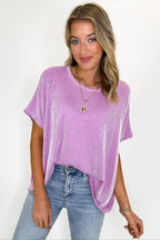 Mauve / SM Beatryx Two-Tone Rib Knit Oversized Top - Madison and Mallory