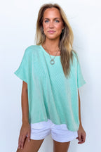 Mint / SM Beatryx Two-Tone Rib Knit Oversized Top - Madison and Mallory