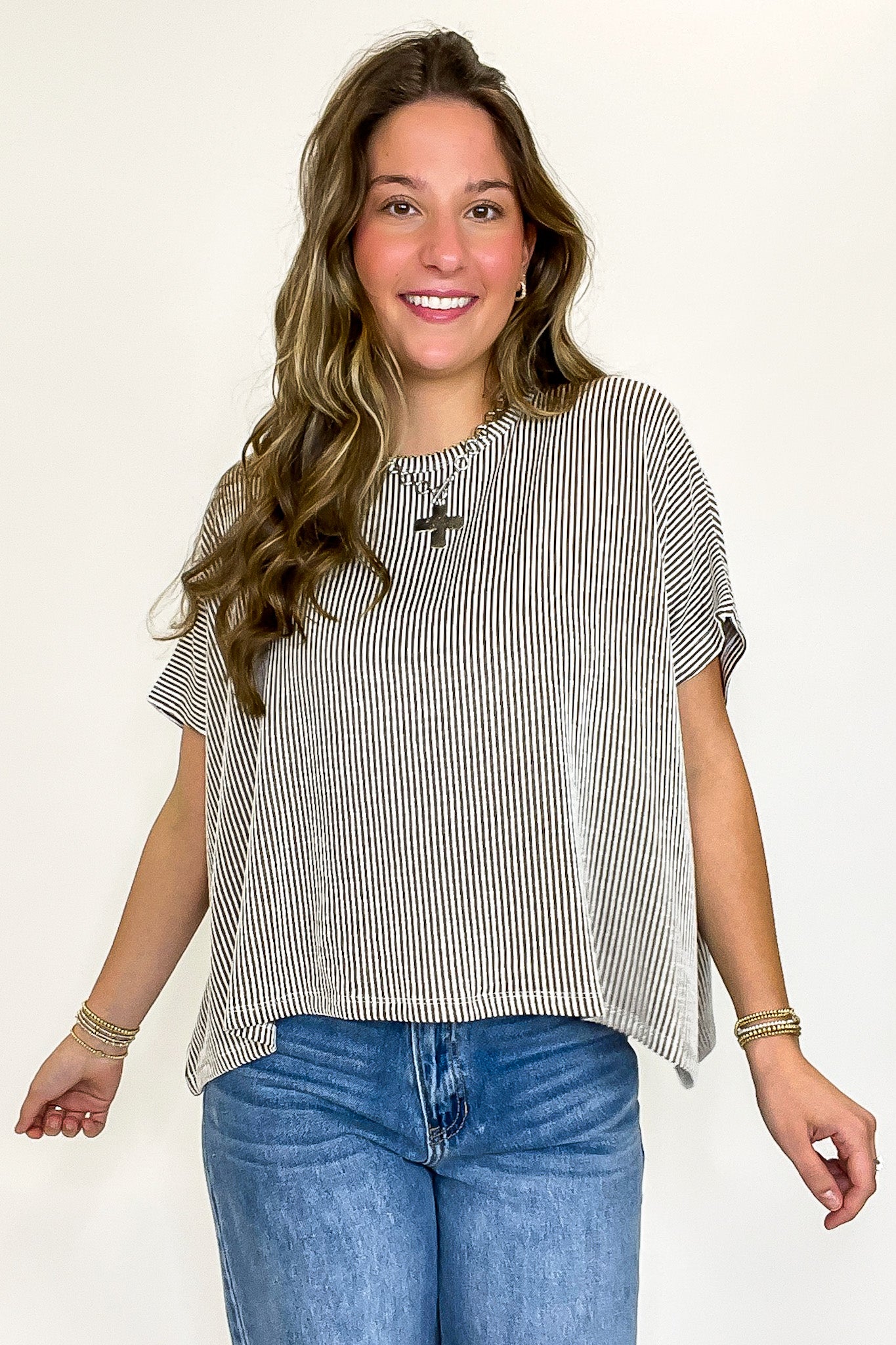 Beatryx Two Tone Rib Knit Oversized Top - BACK IN STOCK