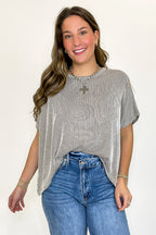 Mocha / SM Beatryx Two-Tone Rib Knit Oversized Top - Madison and Mallory
