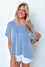 Beatryx Two-Tone Rib Knit Oversized Top