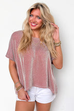 Rust / SM Beatryx Two-Tone Rib Knit Oversized Top - Madison and Mallory
