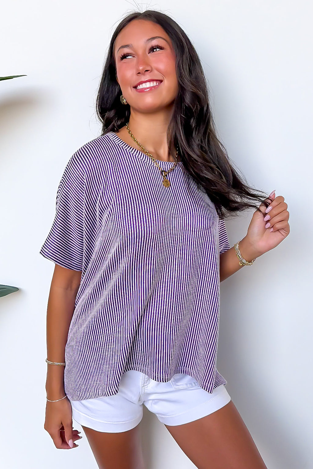 Beatryx Two-Tone Rib Knit Oversized Top