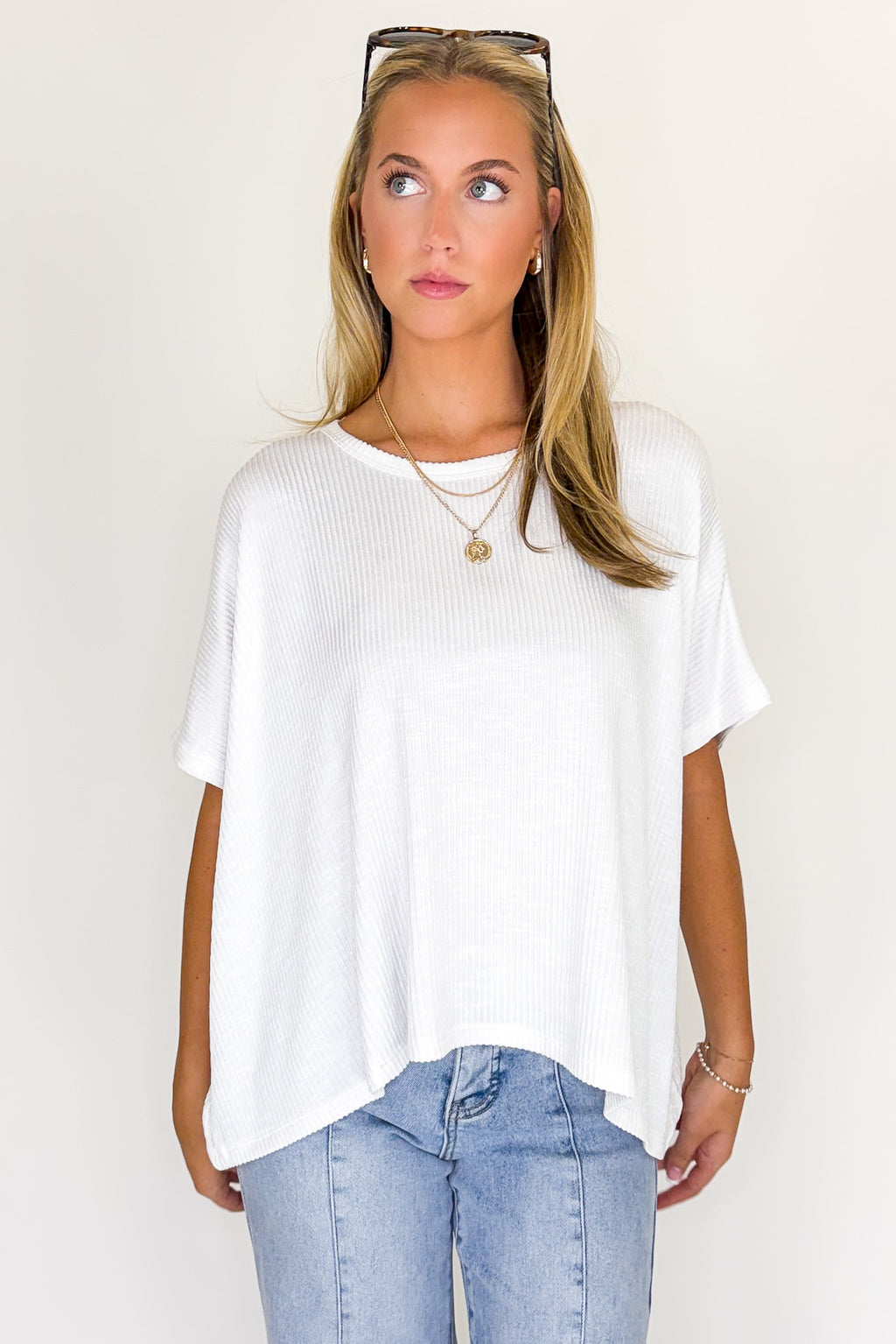 Beatryx Two Tone Rib Knit Oversized Top