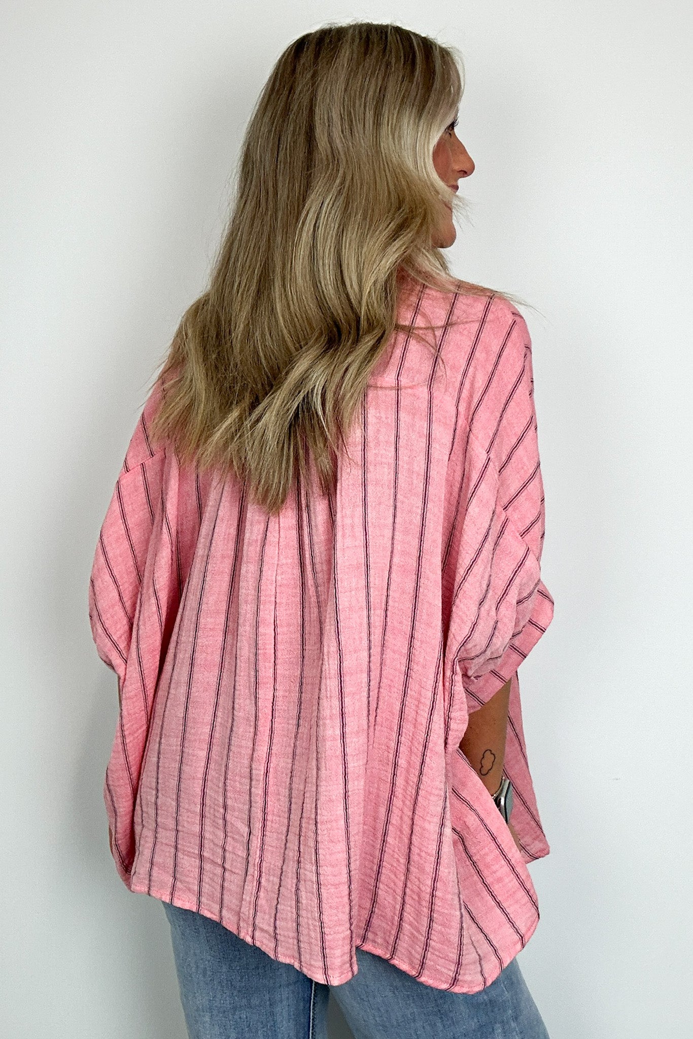  Beckham Oversized Striped Button Down Top - BACK IN STOCK - Madison and Mallory