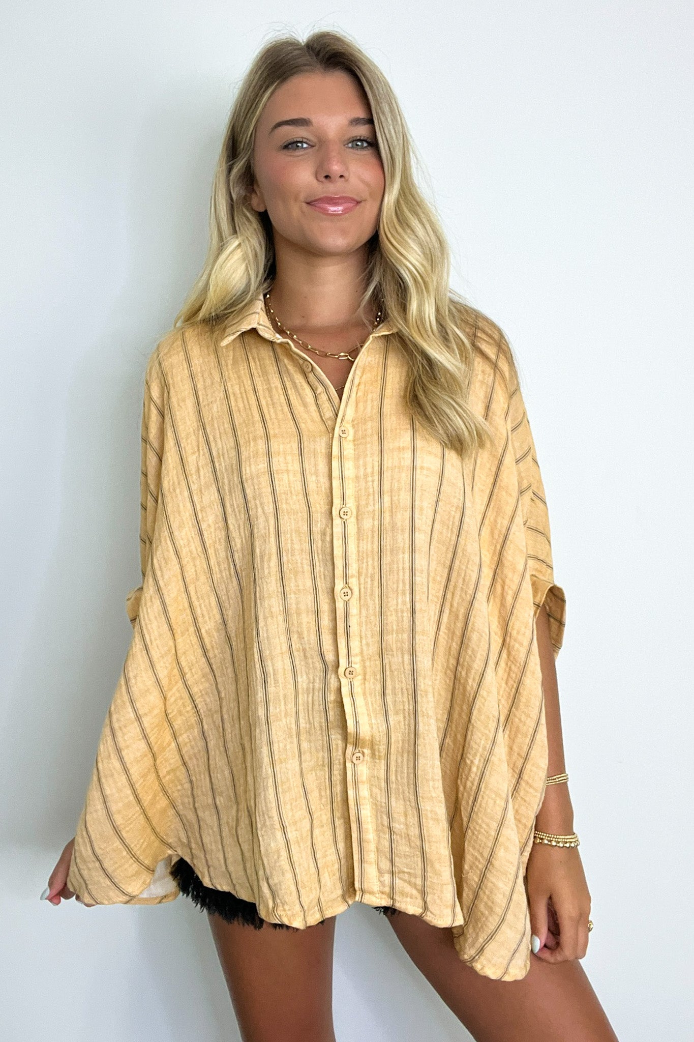  Beckham Oversized Striped Button Down Top - BACK IN STOCK - Madison and Mallory