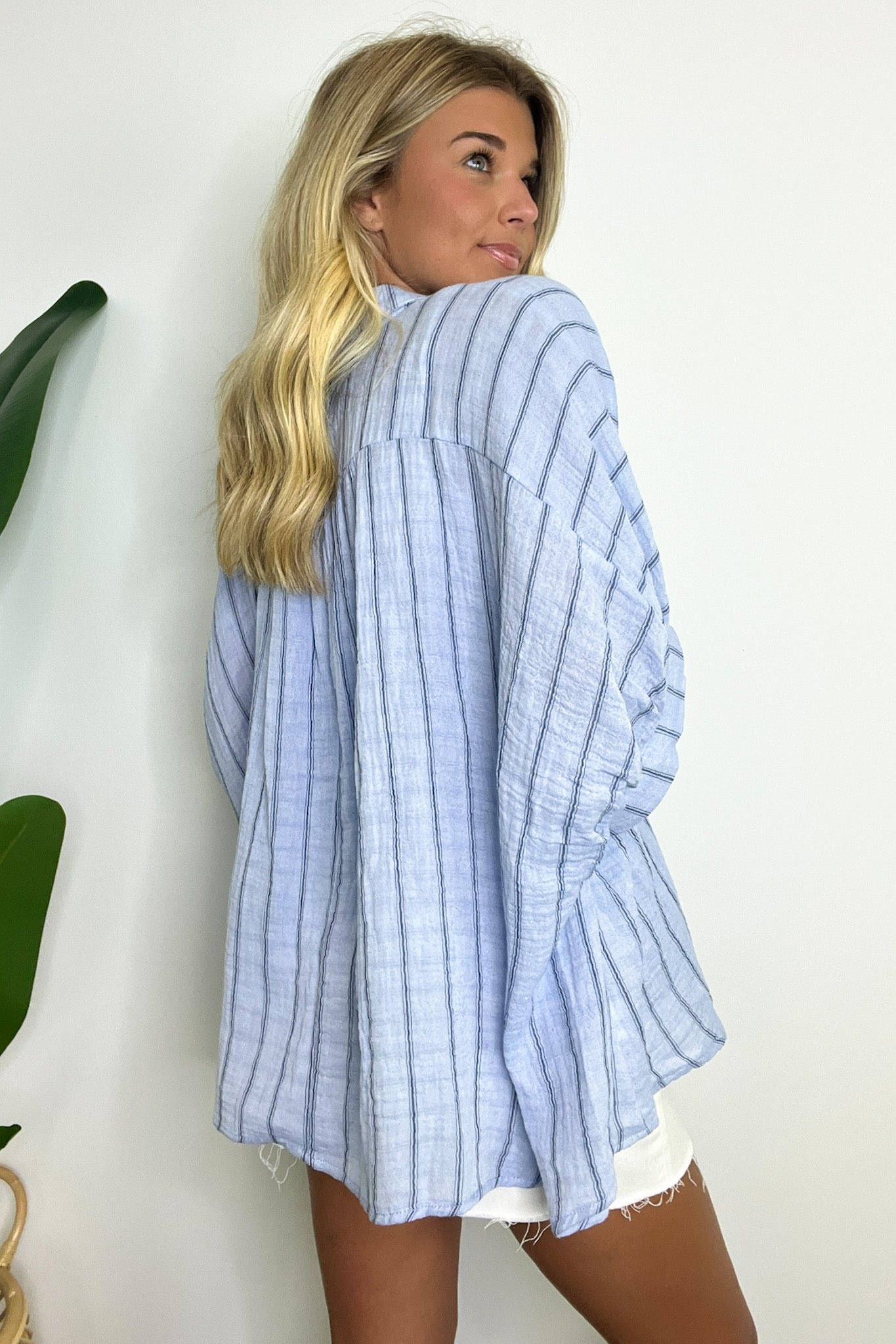  Beckham Oversized Striped Button Down Top - BACK IN STOCK - Madison and Mallory