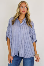 Beckham Oversized Striped Button Down Top