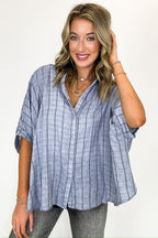 Beckham Oversized Striped Button Down Top - BACK IN STOCK