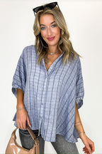 Beckham Oversized Striped Button Down Top - Madison and Mallory