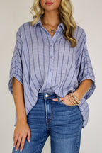 Beckham Oversized Striped Button Down Top