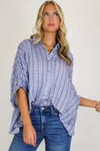 Beckham Oversized Striped Button Down Top