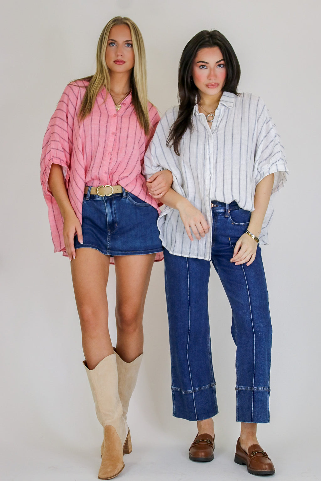 Beckham Oversized Striped Button Down Top