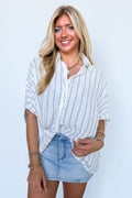Beckham Oversized Striped Button Down Top - BACK IN STOCK