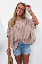 Beckham Oversized Striped Button Down Top - BACK IN STOCK