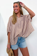 Beckham Oversized Striped Button Down Top - BACK IN STOCK - Madison and Mallory
