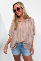 Beckham Oversized Striped Button Down Top - BACK IN STOCK