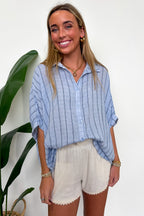 Beckham Oversized Striped Button Down Top - BACK IN STOCK - Madison and Mallory