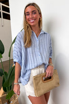 Beckham Oversized Striped Button Down Top - BACK IN STOCK