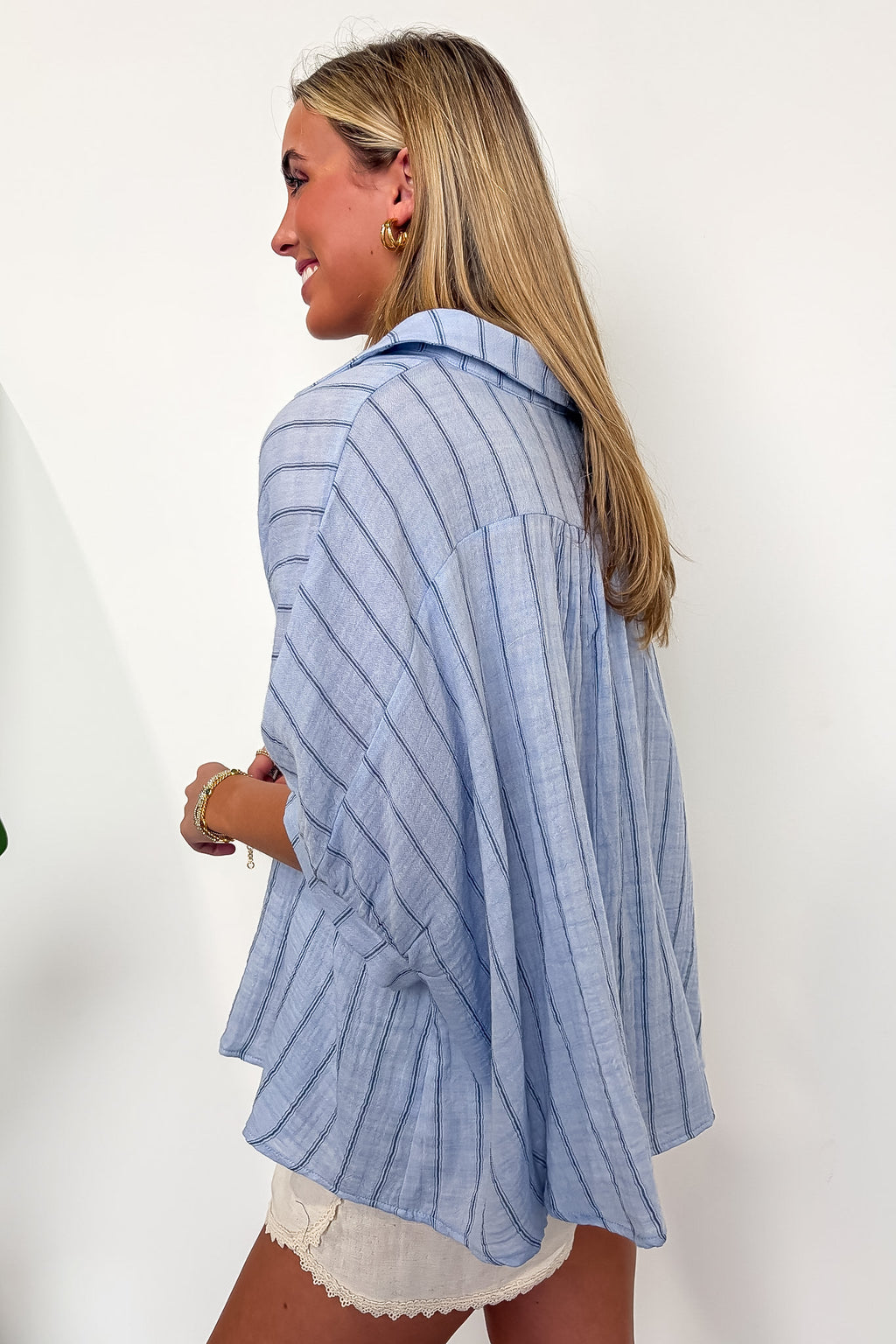 Beckham Oversized Striped Button Down Top - BACK IN STOCK - Madison and Mallory