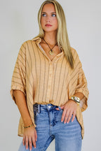 Beckham Oversized Striped Button Down Top