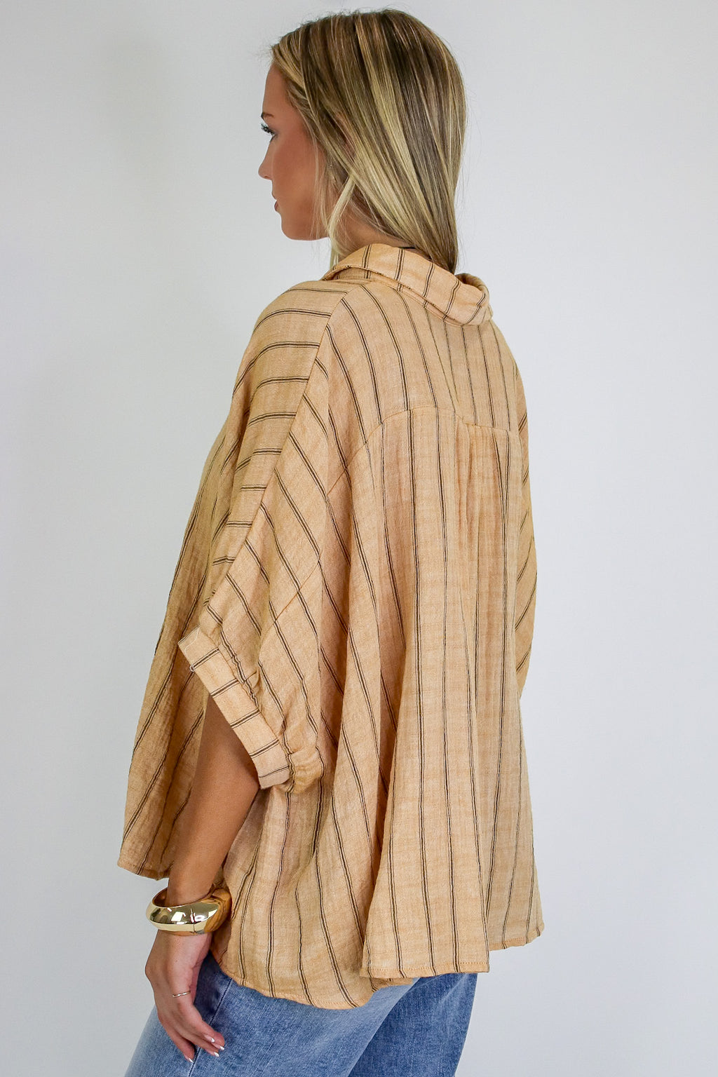 Beckham Oversized Striped Button Down Top - Madison and Mallory