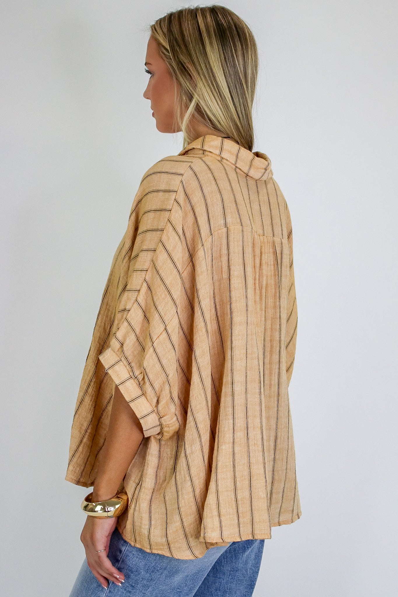 Beckham Oversized Striped Button Down Top
