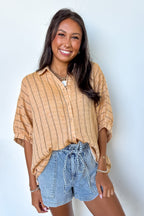Beckham Oversized Striped Button Down Top - BACK IN STOCK - Madison and Mallory