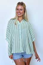 Beckham Oversized Striped Button Down Top - Madison and Mallory