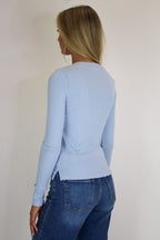 Before Noon Button Scoop Neck Top