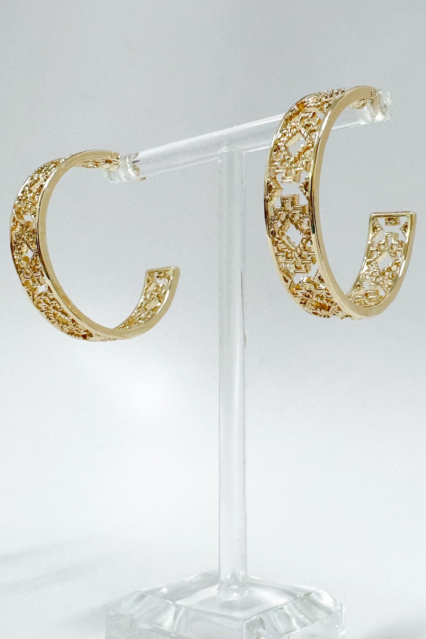 Gold Belisse Geo Cutout Hoop Earrings - Madison and Mallory