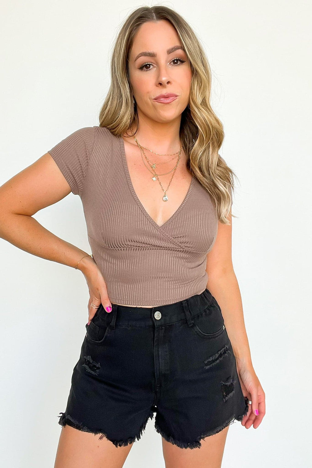  Bendita Ribbed Knit Surplice Top - FINAL SALE - Madison and Mallory