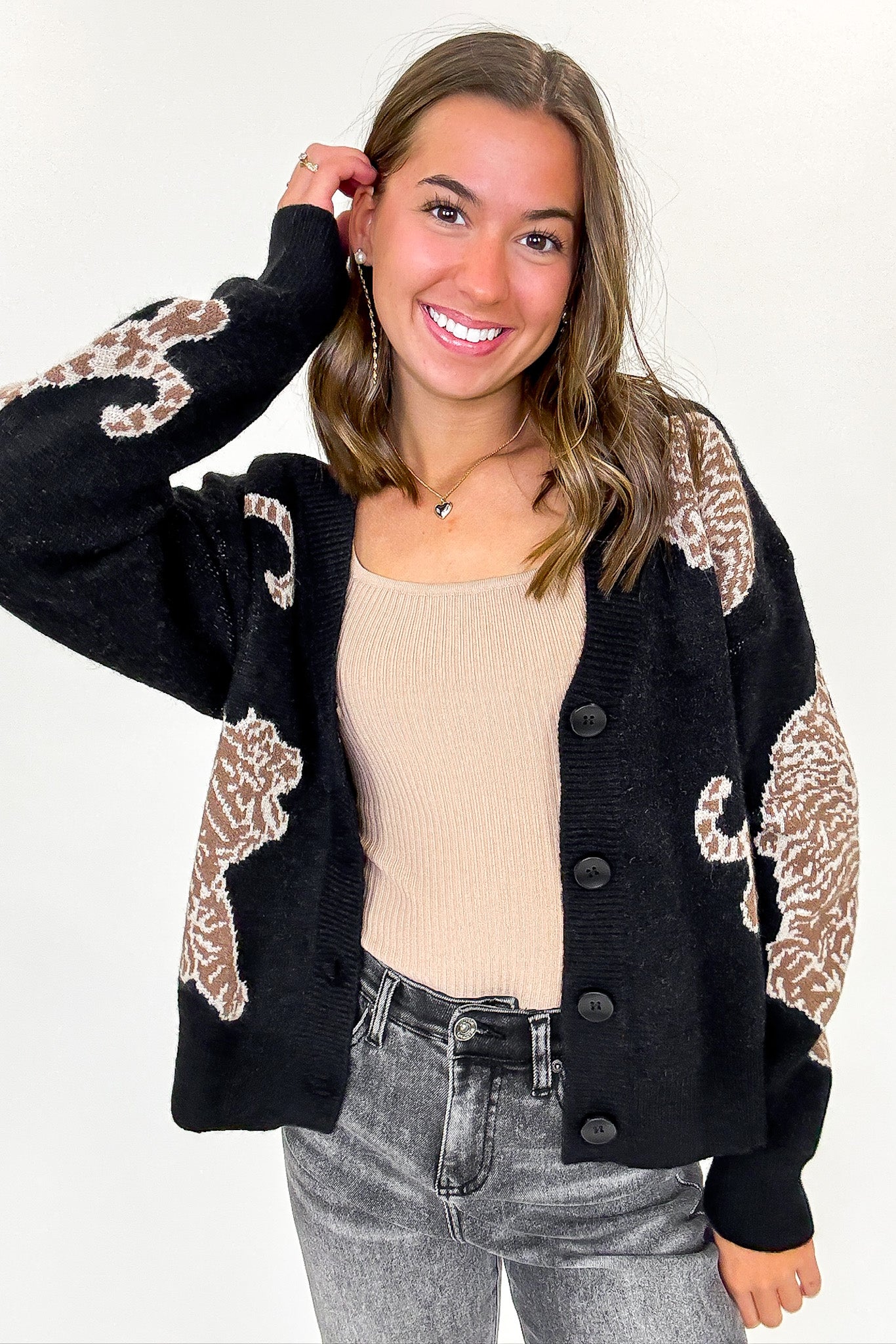 S / Black Bengal Bound Tiger Print Cardigan - Madison and Mallory