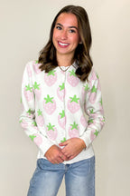 Berry Cozy Strawberry Print Cardigan Sweater - Madison and Mallory