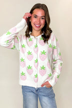 Berry Cozy Strawberry Print Cardigan Sweater - Madison and Mallory