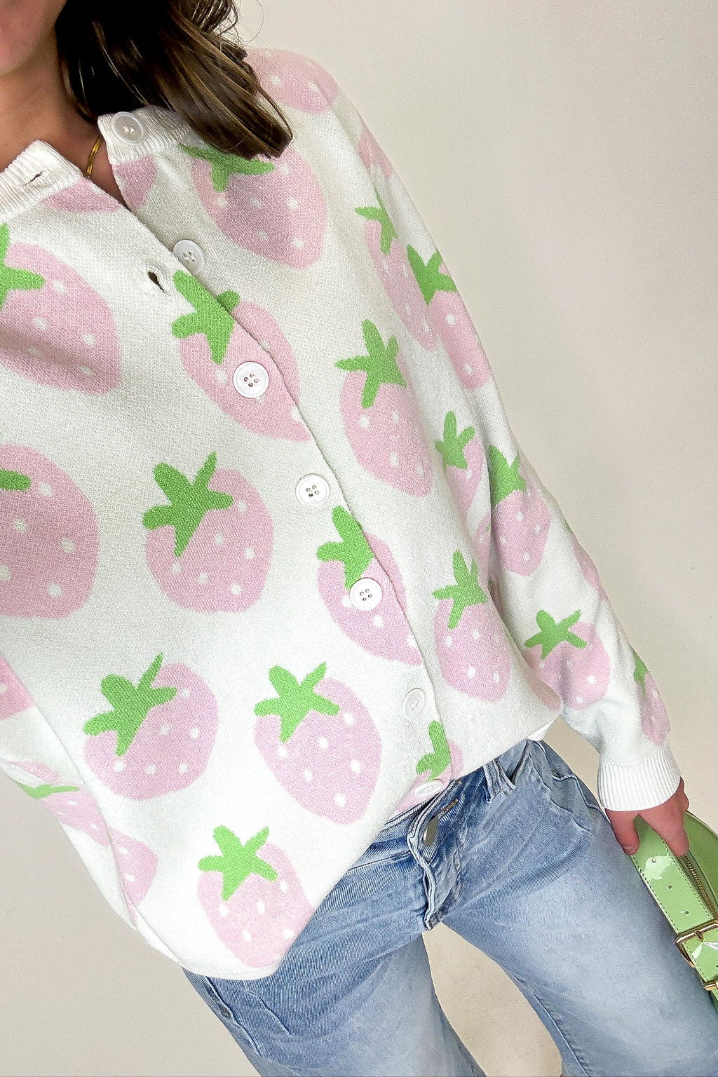 Berry Cozy Strawberry Print Cardigan Sweater - Madison and Mallory