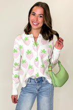 Berry Cozy Strawberry Print Cardigan Sweater - Madison and Mallory