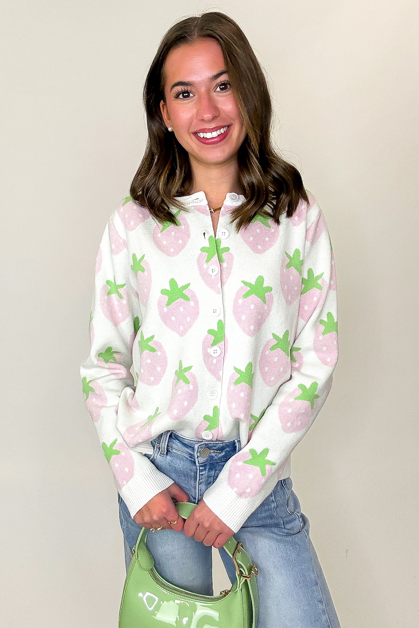 Berry Cozy Strawberry Print Cardigan Sweater - Madison and Mallory