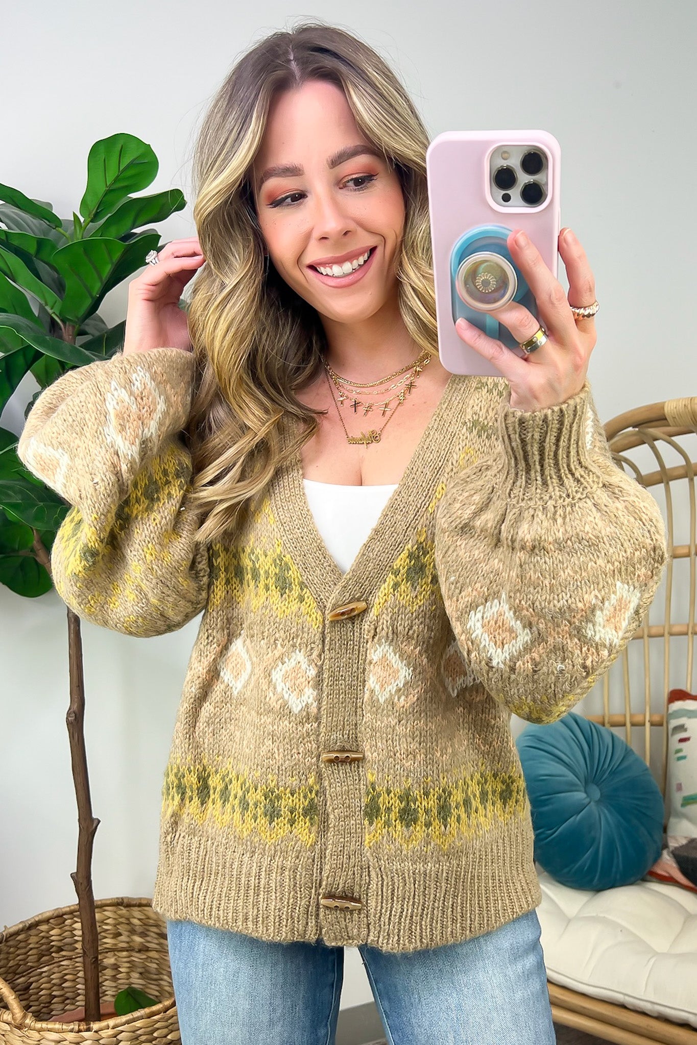  Billie Geo Print Knit Button Cardigan - FINAL SALE - Madison and Mallory