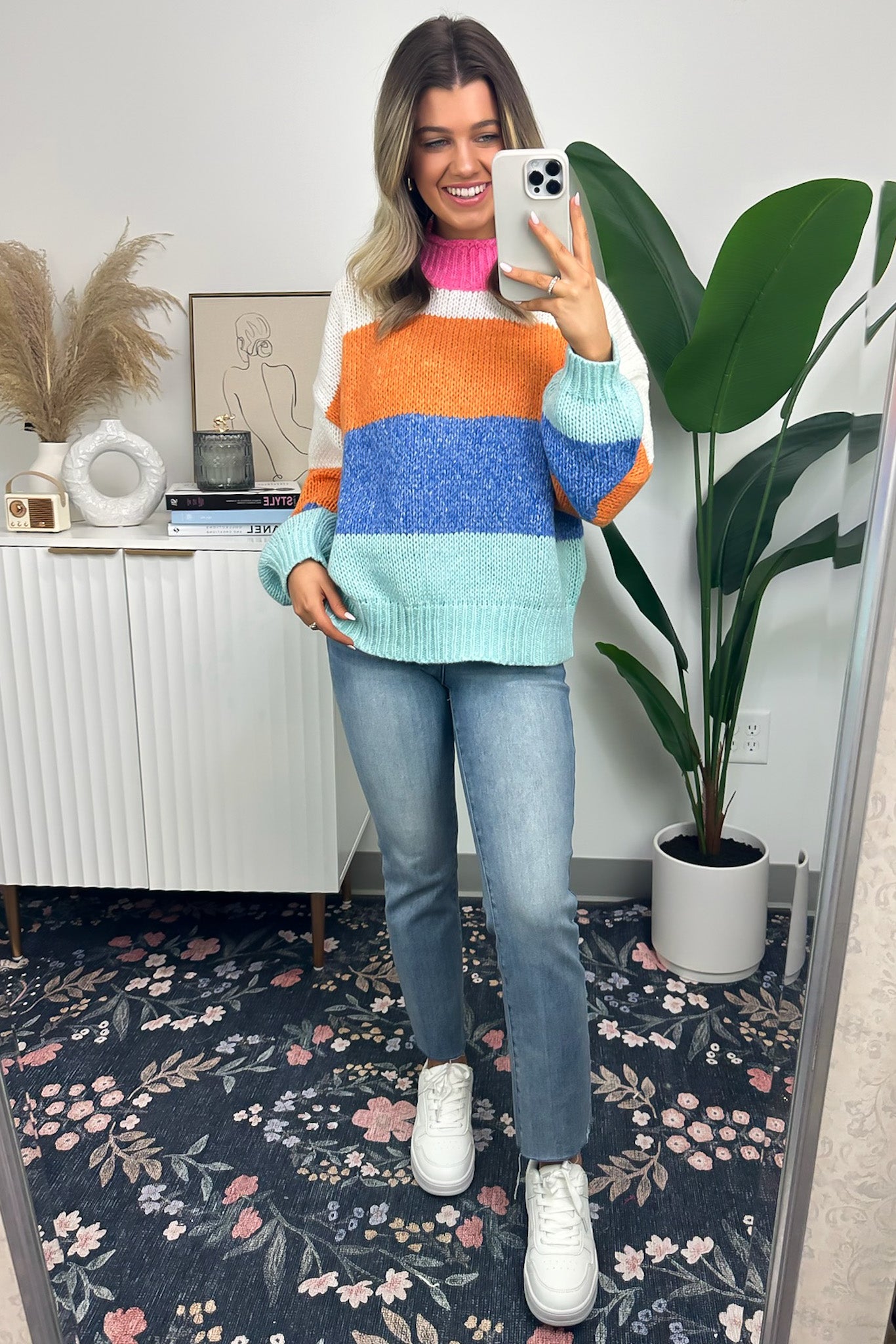  Bizzy Color Block Mock Neck Sweater - FINAL SALE - Madison and Mallory