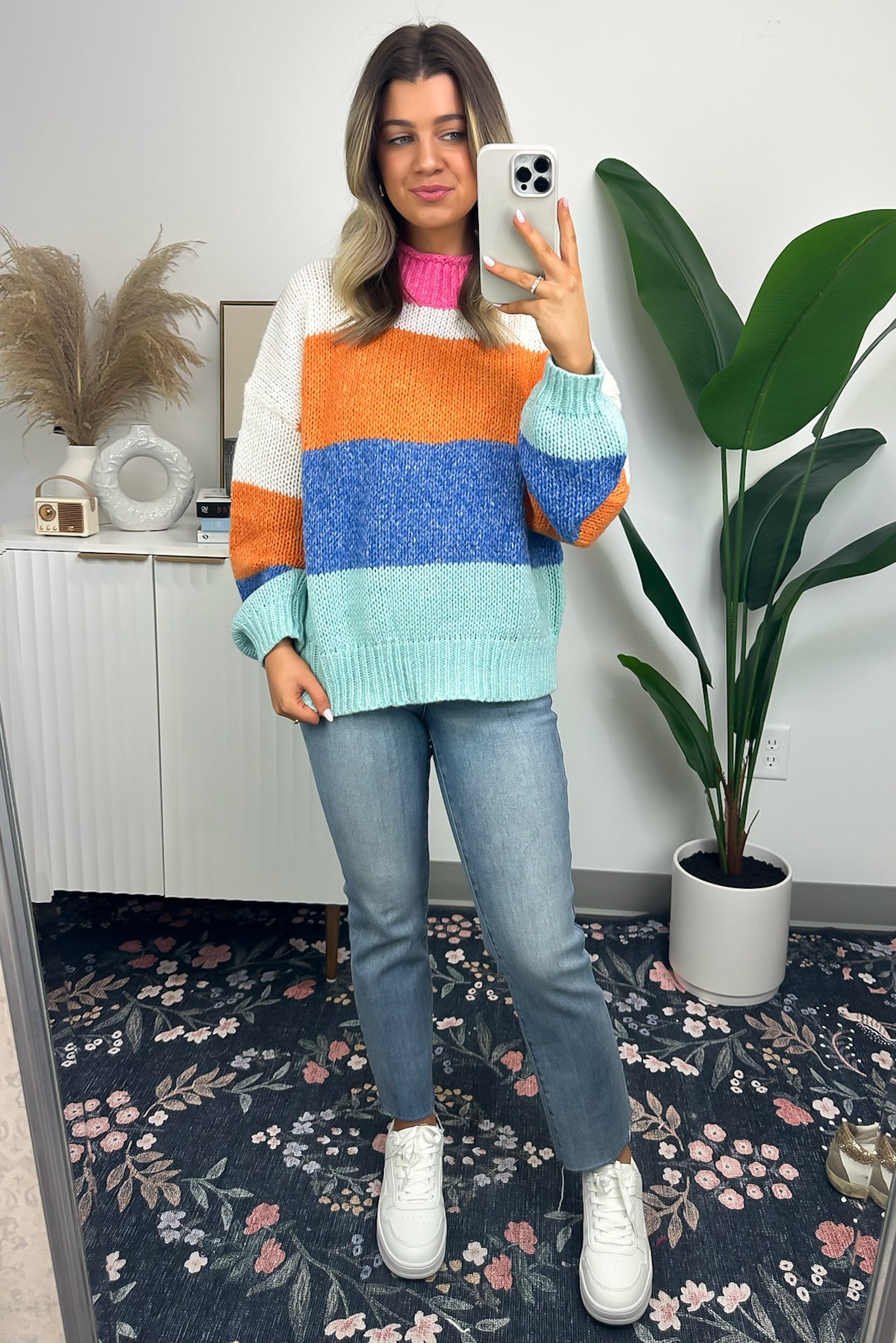  Bizzy Color Block Mock Neck Sweater - FINAL SALE - Madison and Mallory